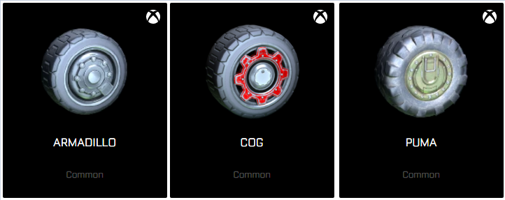3 exclusive wheels for xbox one version Rocket League.